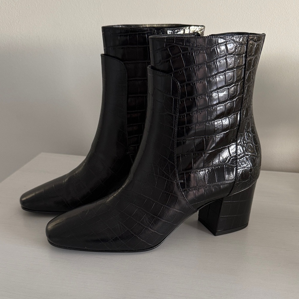 Givenchy Black Croc-Embossed Ankle Boots